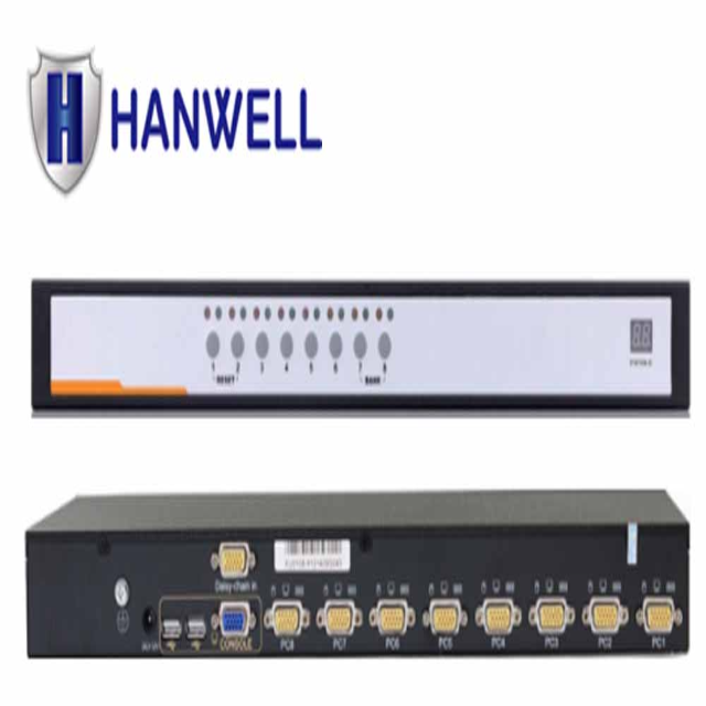 HANWELL 機架型 8埠 VGA USB K.V.M 電腦切換器 CM-K108D