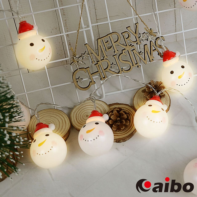 電池式 聖誕節慶 3米20燈裝飾燈串(暖白/雙模式)-聖誕雪人