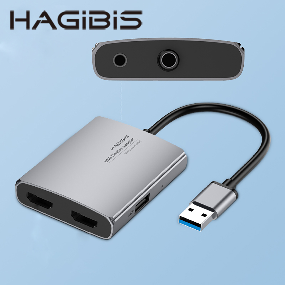 HAGiBiS鋁合金USB3.0轉雙HDMI轉接器