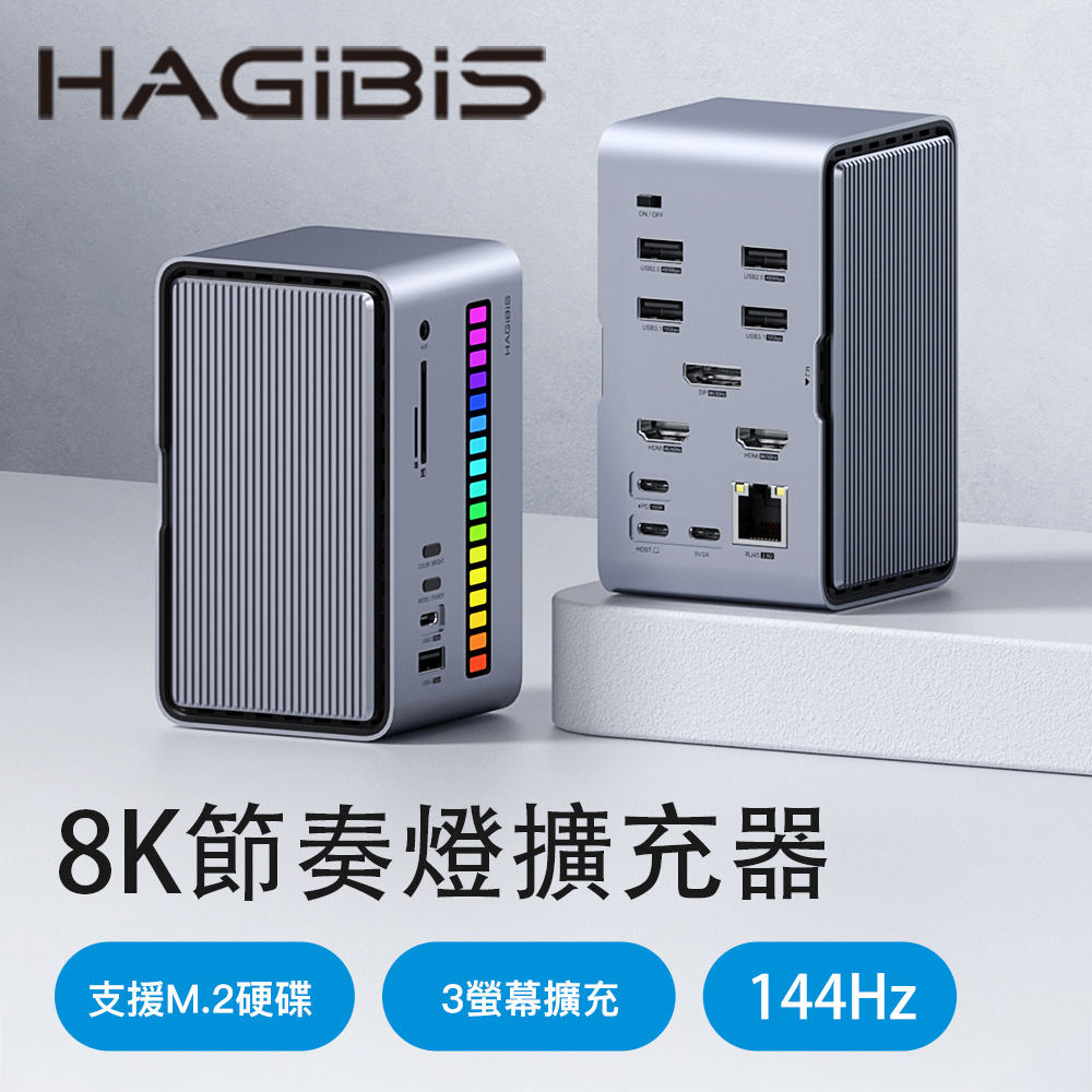 HAGiBiS桌面式Type-C多功能節奏燈擴充器17合1