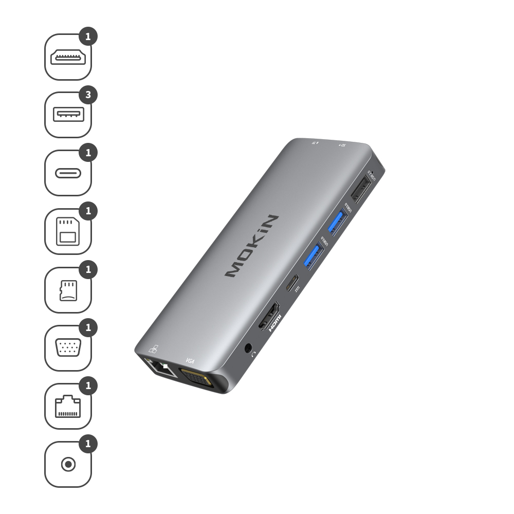 MOKiN 10合1 多屏多工集線器 （UC1801-J）