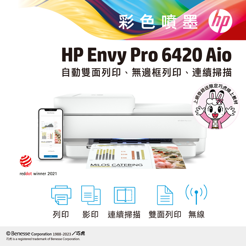 HP Envy Pro 6420 AiO 無線雙面傳真噴墨複合機