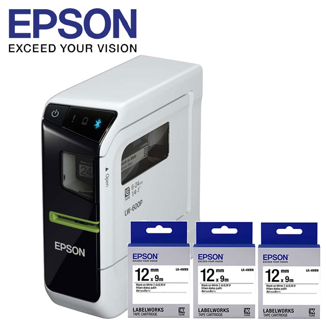 【超值組】EPSON LW-600P 智慧型藍牙手寫輸入標籤機+3卷標籤帶
