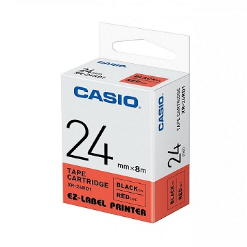 CASIO 標籤機專用色帶-24mm【共有6色】紅底黑字XR-24RD1(KL-G2TC標籤機款適用)
