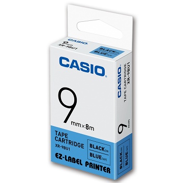CASIO 標籤機專用色帶-9mm【共有9色】藍底黑字XR-9BU1