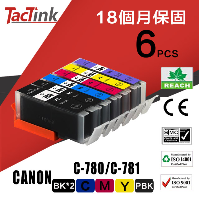 【TacTink】CANON C-780XL/781XL (6入組盒包) 相容墨水匣