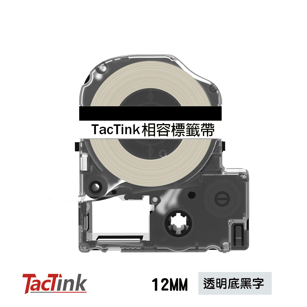 【TacTink】EPSON標籤機色帶 LC-4TBW (透明底黑字) 寬度12mm