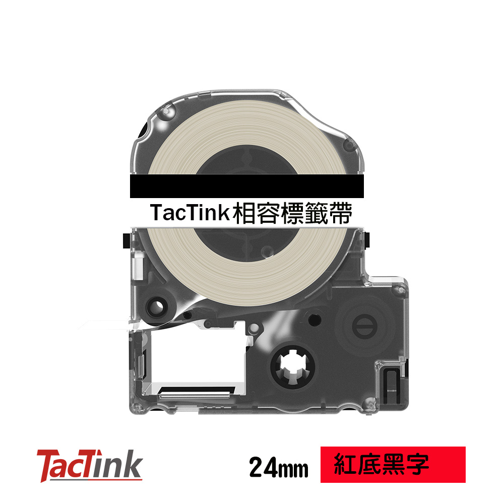 【TacTink】EPSON標籤機色帶 LC-6RBP (紅底黑字) 寬度24mm