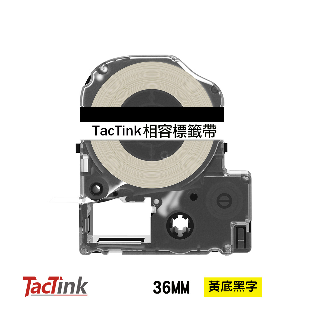 【TacTink】EPSON標籤機色帶 LC-7YBW(黃底黑字) 寬度36mm