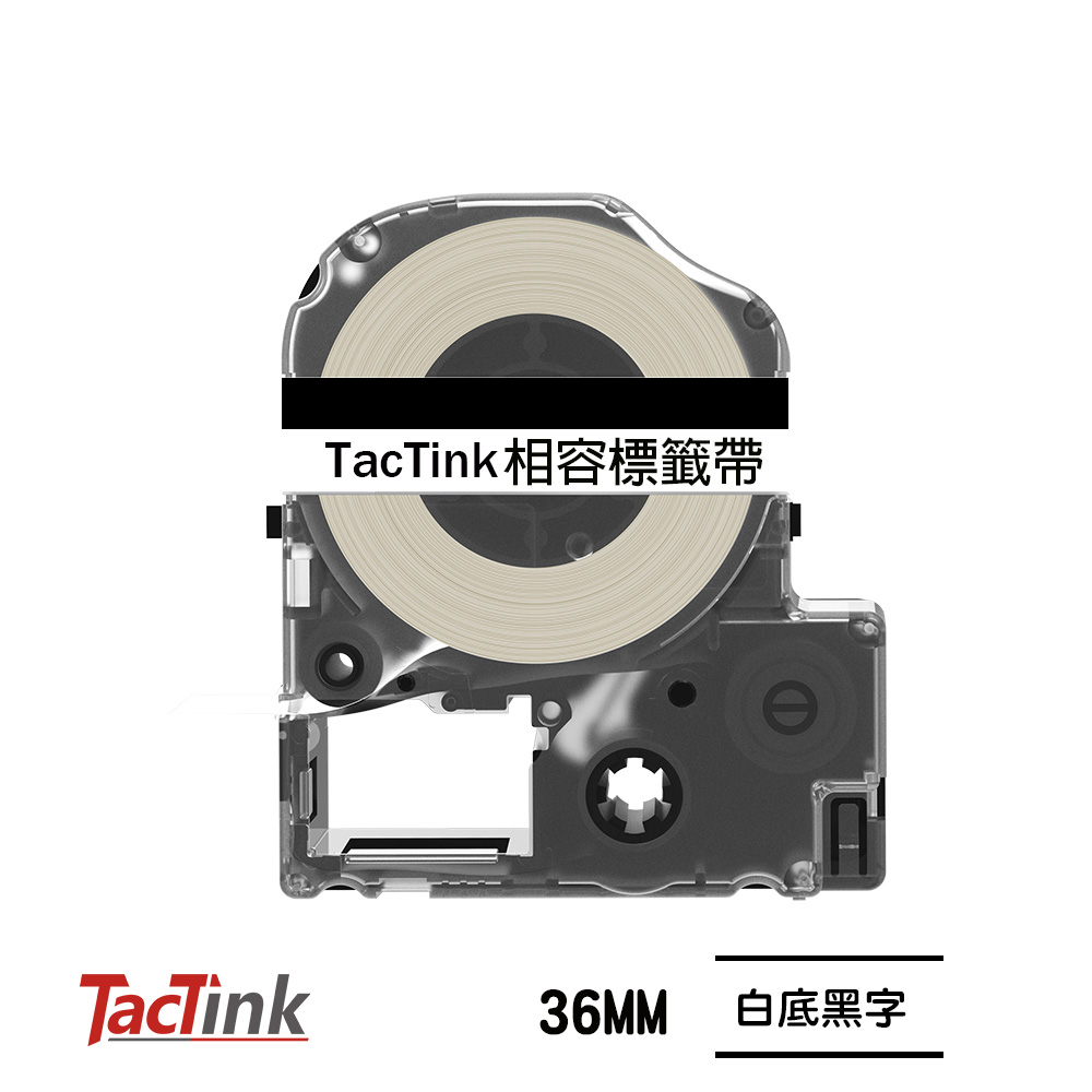 【TacTink】EPSON標籤機色帶 LC-7WBN(白底黑字) 寬度36mm