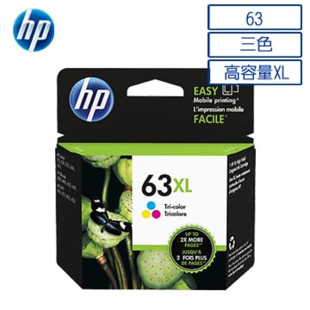 HP 惠普F6U63AA/NO.63 原廠彩色高容量墨水匣