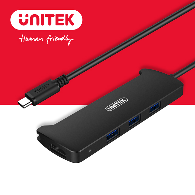 UNITEK Type-C 轉HDMI 3port Hub USB3.1Gen1 雙功能集線器