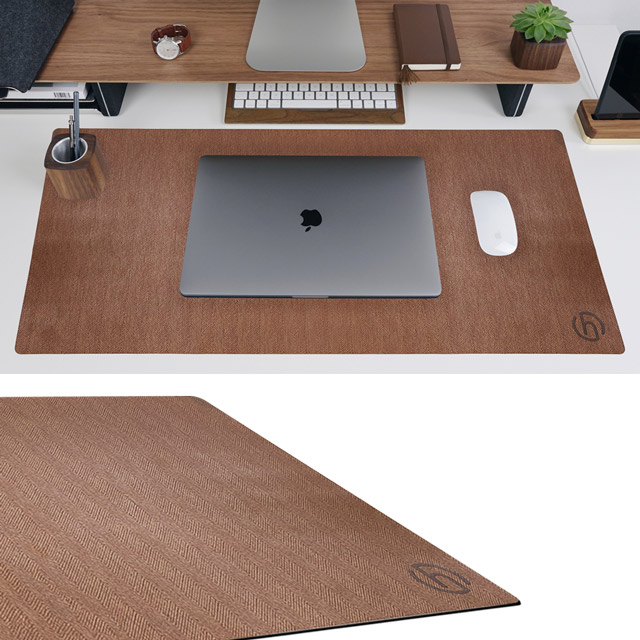 【HARK】經典皮革鼠墊/辦公室桌墊 (80x40cm) - 稻穗紋咖啡