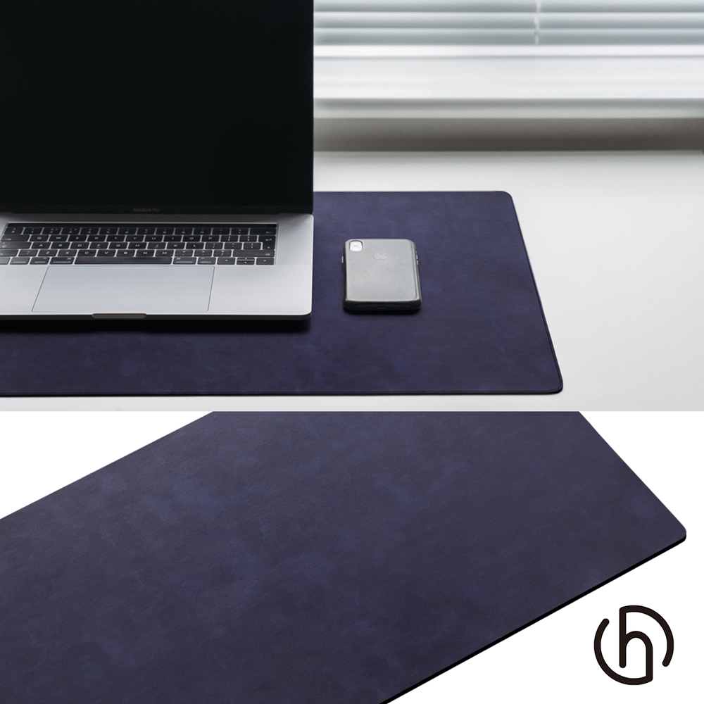 【HARK】經典皮革鼠墊/辦公室桌墊 (80x40cm) - 藏藍