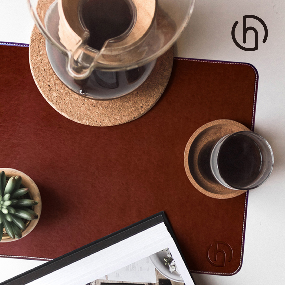 【HARK】經典皮革鼠墊/辦公室桌墊 (40x30cm) - 咖啡