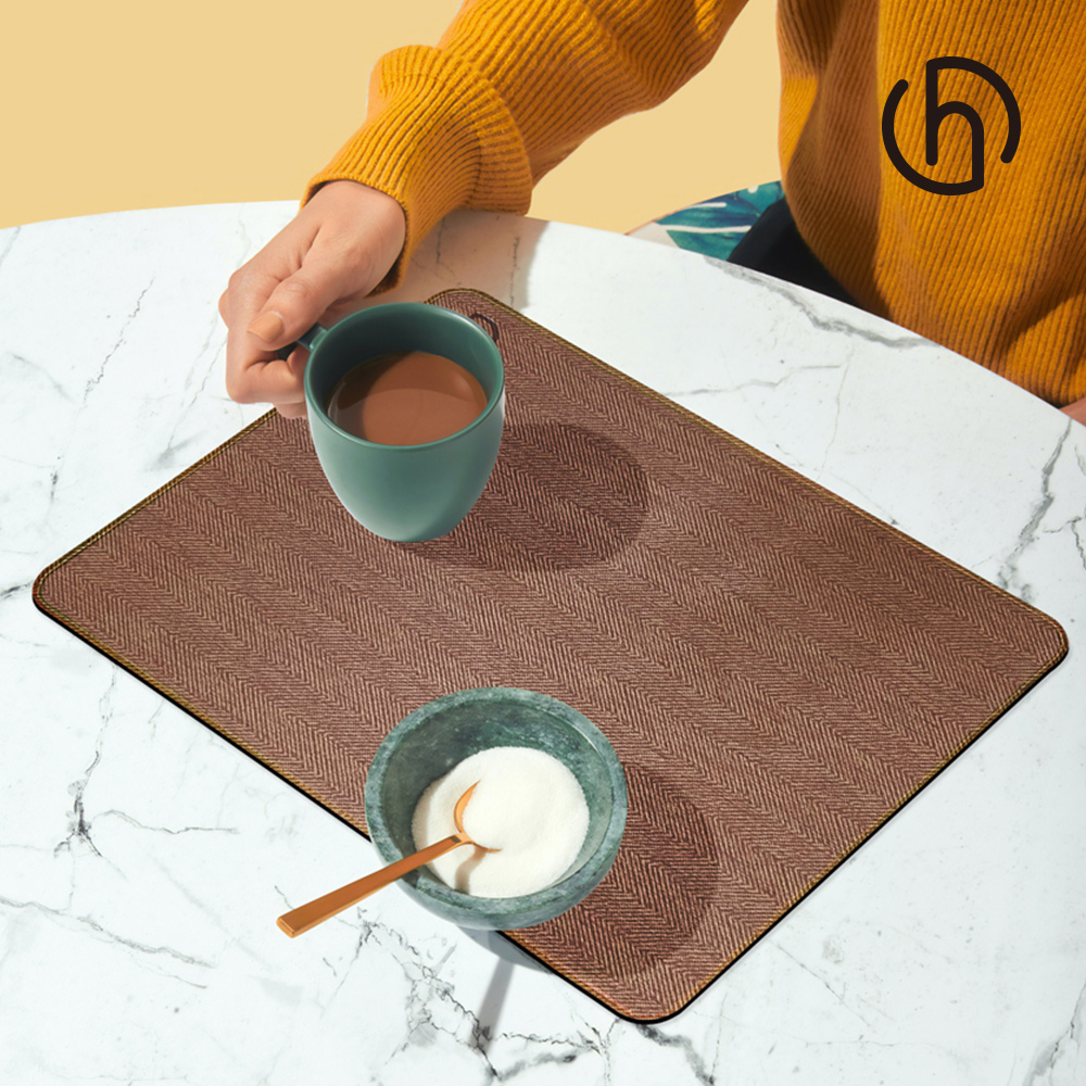 【HARK】經典皮革鼠墊/辦公室桌墊 (40x30cm) - 稻穗紋咖啡