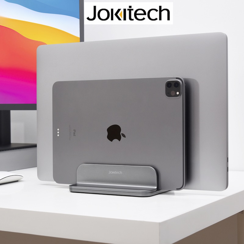 Jokitech 雙口垂直式筆電立架 鋁合金筆記型電腦收納架