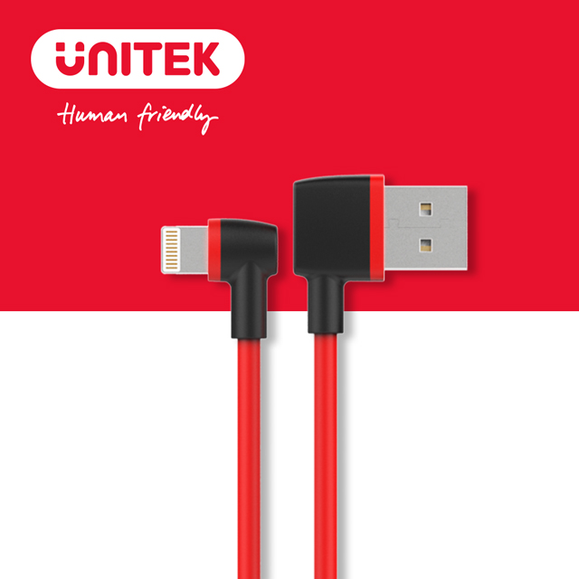 UNITEK 90度 Lightning to USB-A 快速充電傳輸線(1M)