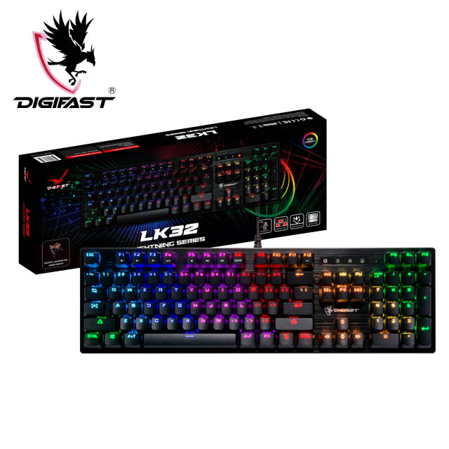 DIGIFAST 迅華 Lightning光學機械軸RGB電競鍵盤LK32(茶軸)