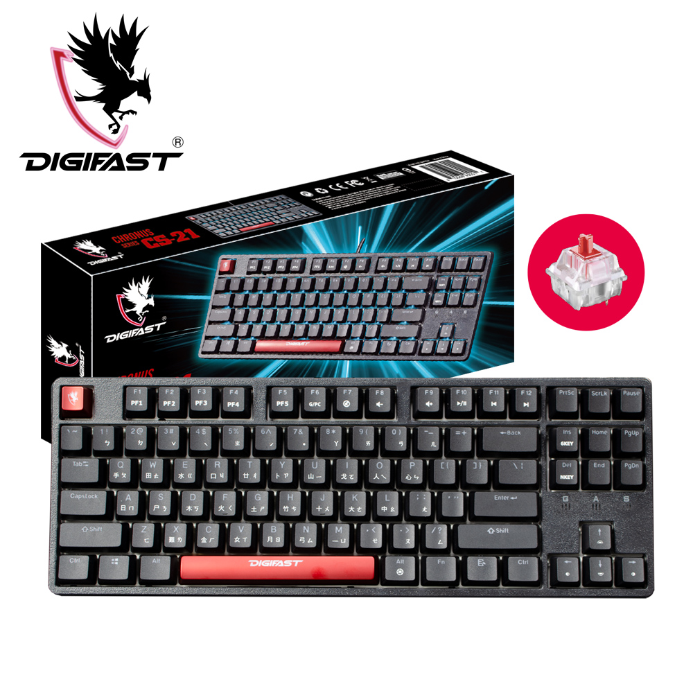 DIGIFAST 迅華 TKL 80% RGB機械電競鍵盤CS-21(中文/紅軸版)