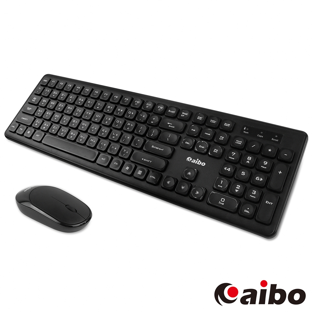 aibo KM10 超薄型文青風 2.4G無線鍵盤滑鼠組-黑色