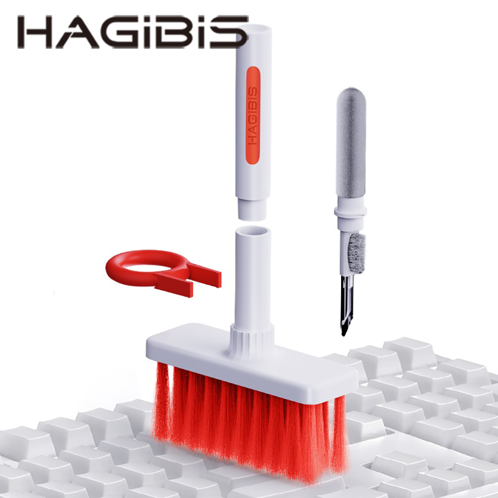 HAGiBiS多功能鍵盤耳機清潔組(白紅色)