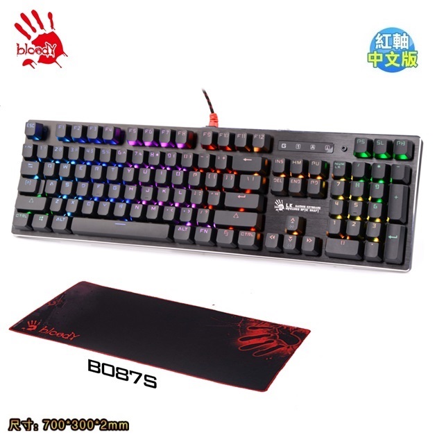 【A4 Bloody】二代光軸RGB電競機械鍵盤 B820R-RED(光紅軸)- 贈控鍵寶典