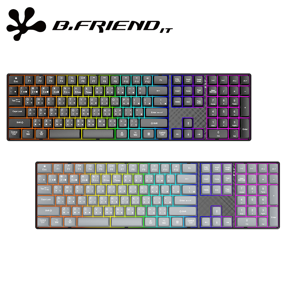 B.FRIEND K10 2.4G 藍芽無線+有線三模發光充電式鍵盤