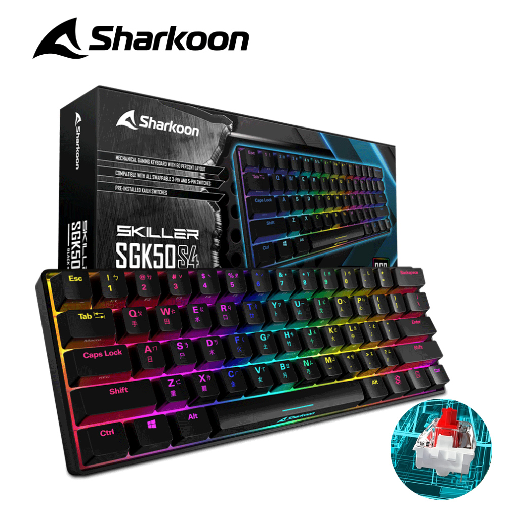 Sharkoon 德國旋剛 SKILLER SGK50 S4 Black 電競機械式鍵盤(凱華紅軸)