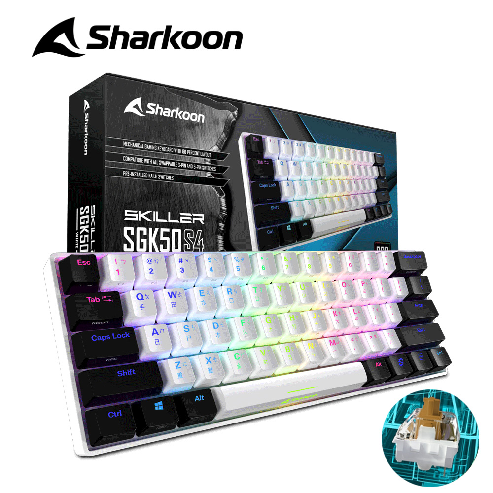 Sharkoon 德國旋剛 SKILLER SGK50 S4 White 電競機械式鍵盤(凱華茶軸)