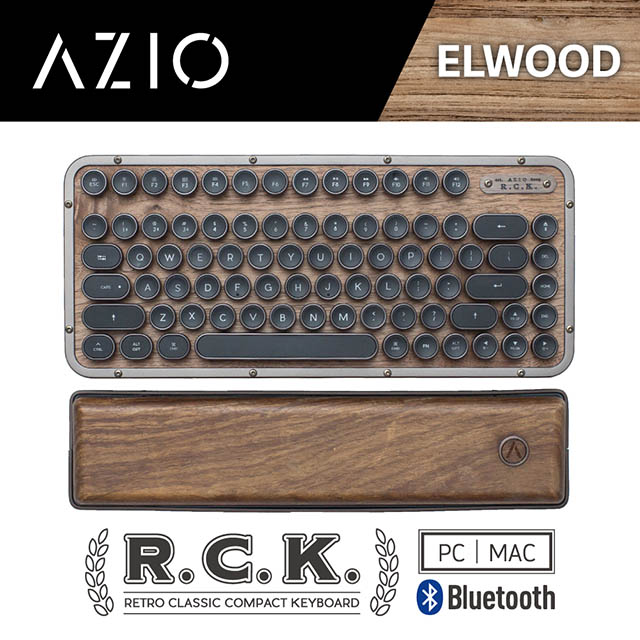AZIO R.C.K. ELWOOD BT 藍芽核桃木短版中文鍵盤(PC/MAC)