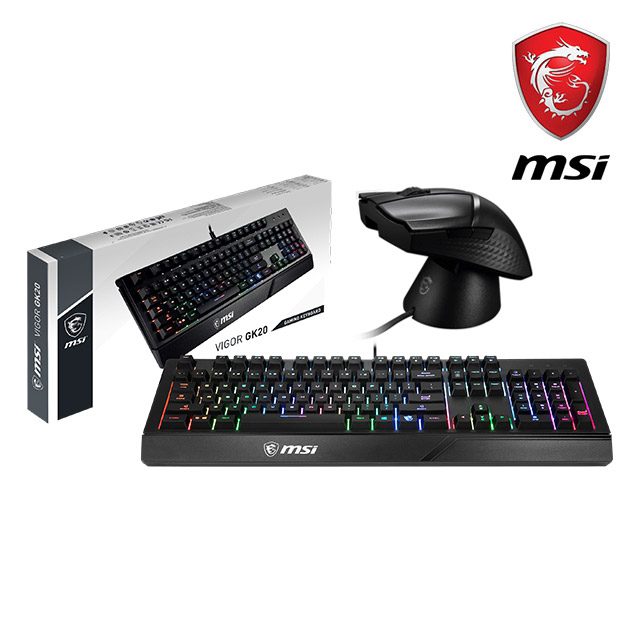 MSI 鍵鼠組(VIGOR GK20 電競鍵盤 + CLUTCH GM31 LIGHTWEIGHT WIRELESS 無線滑鼠)