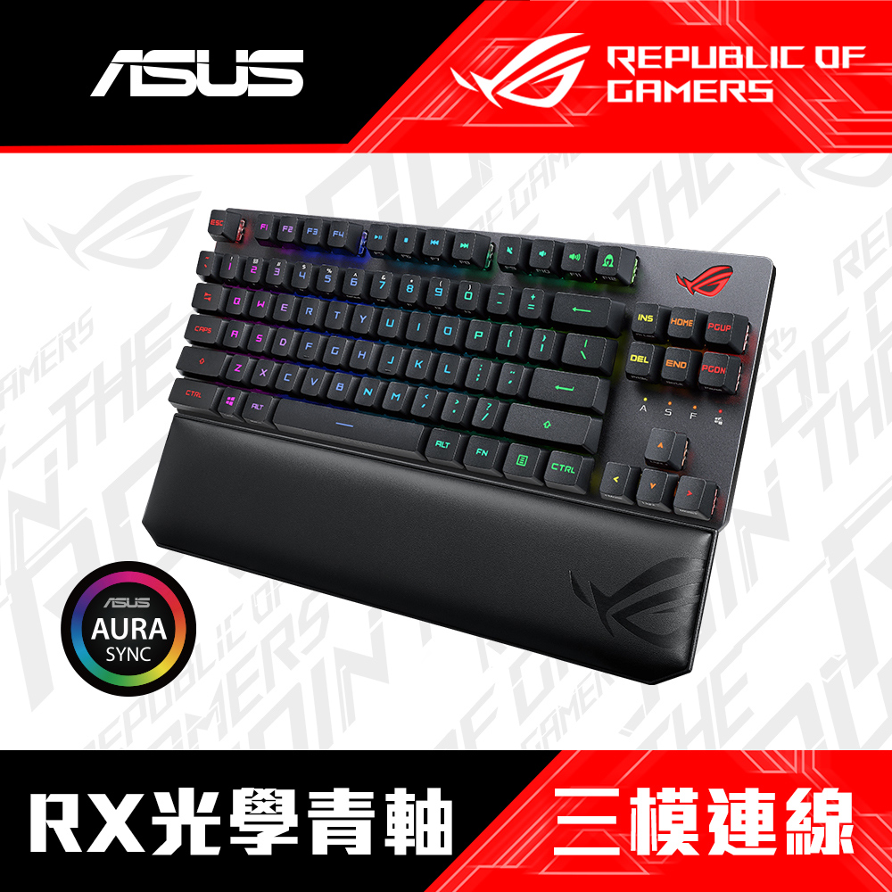 華碩 ASUS ROG STRIX SCOPE RX TKL DELUXE 無線機械電競鍵盤 [RX光學青軸/三模連接/PBT中文