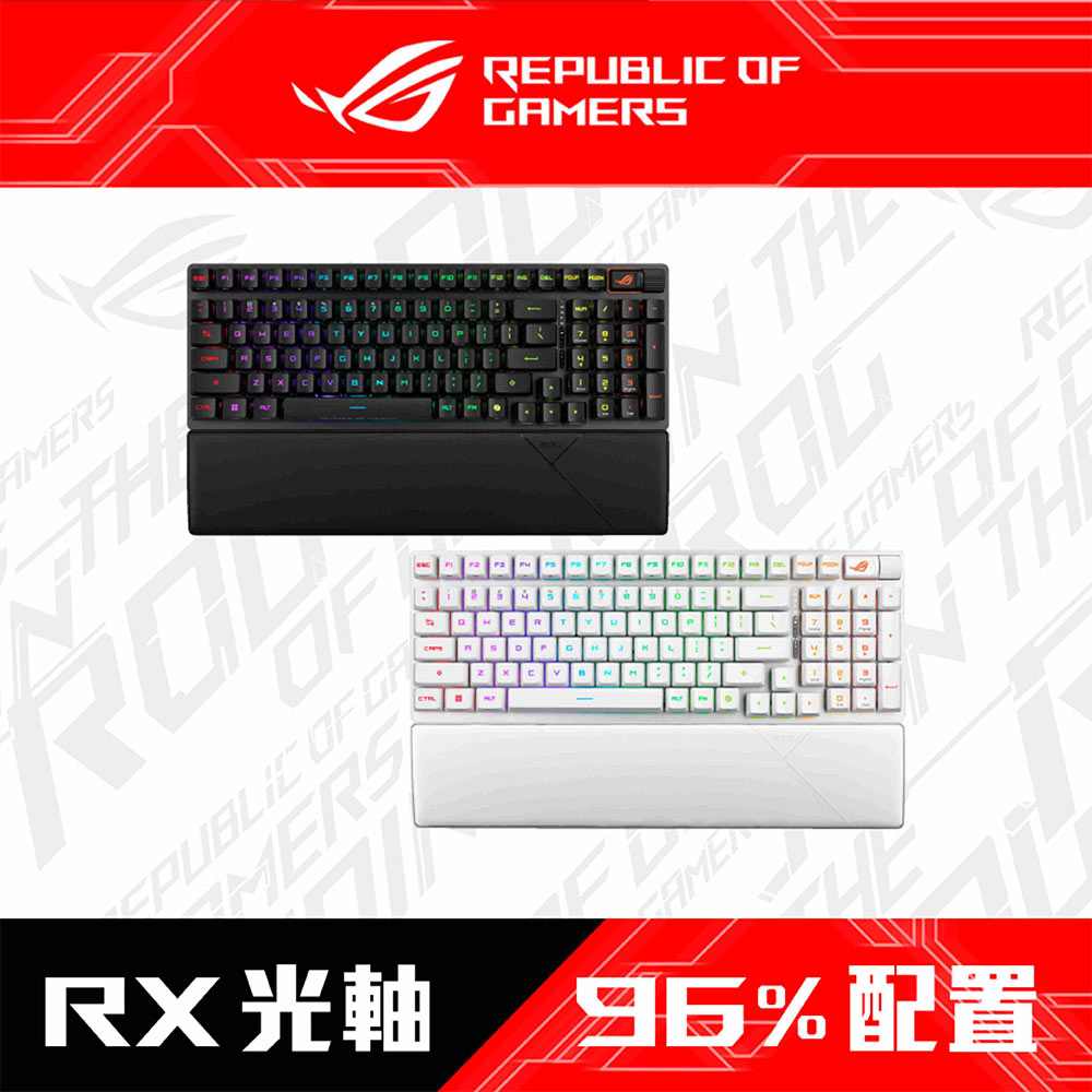 ASUS ROG 華碩 Strix Scope II RX 96 Wireless 無線電競鍵盤 [RX紅軸/三模連線/PBT中文/白