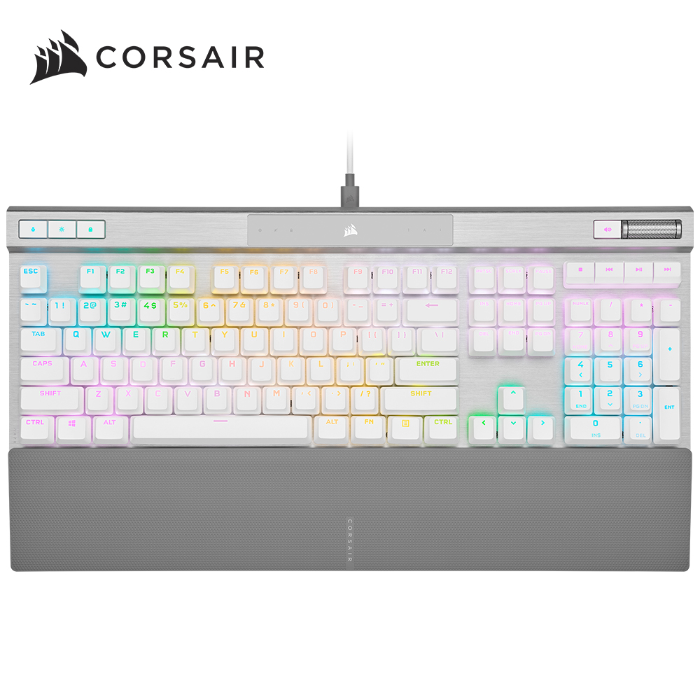 Corsair K70 PRO RGB機械式鍵盤-白 [OPX光軸/PBT鍵帽/英文