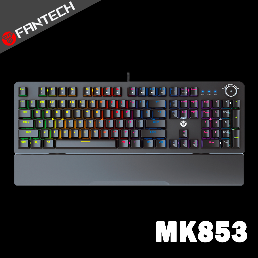 FANTECH MK853 RGB多媒體機械式電競鍵盤(英文版)-黑
