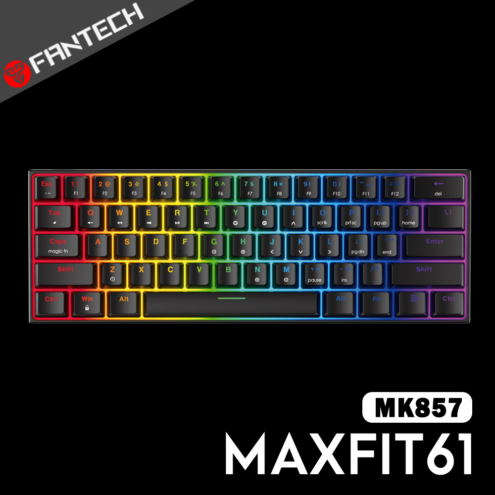 FANTECH MAXFIT61 60%RGB可換軸機械式鍵盤(MK857)-黑