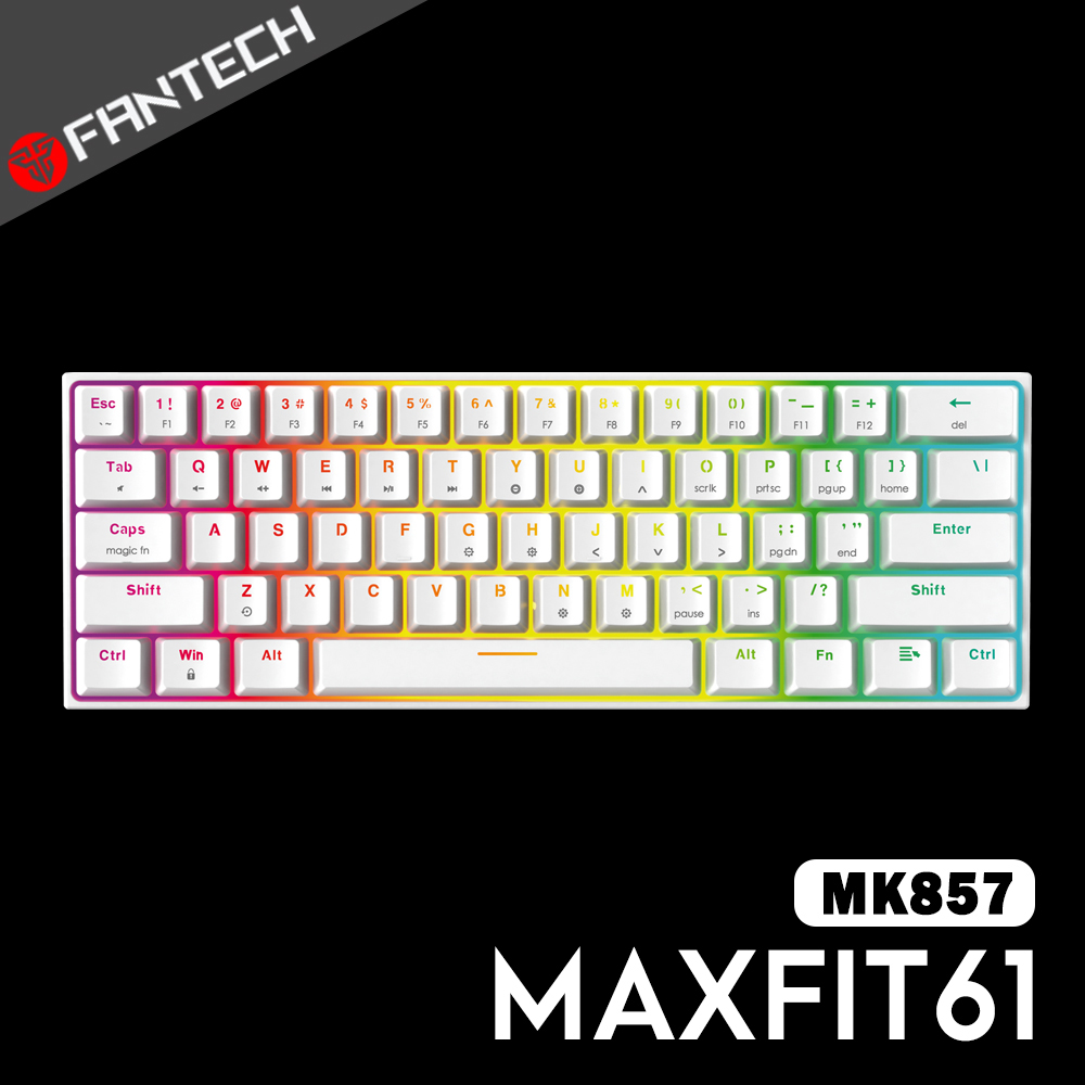 FANTECH MAXFIT61 60%RGB可換軸機械式鍵盤(MK857)-白