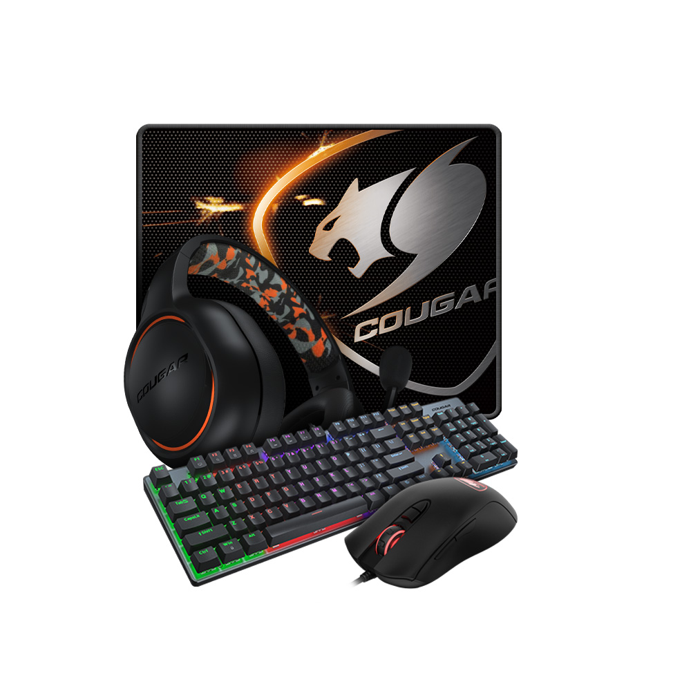 COUGAR 美洲獅 ULTIMUS EX 紅軸RGB鍵盤+MINOS T1滑鼠鼠墊組+DIVE耳機