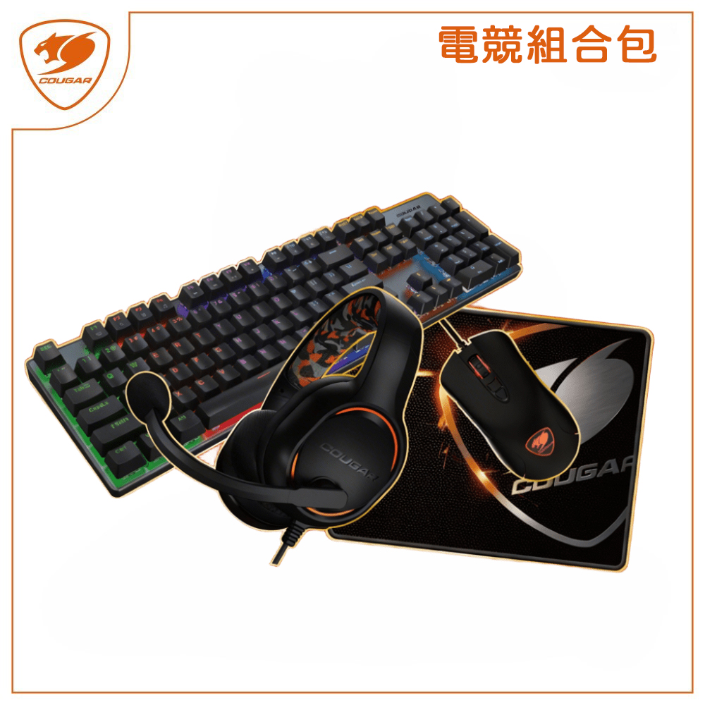 COUGAR 美洲獅 ULTIMUS EX 紅軸RGB鍵盤+MINOS T1滑鼠鼠墊組+DIVE耳機