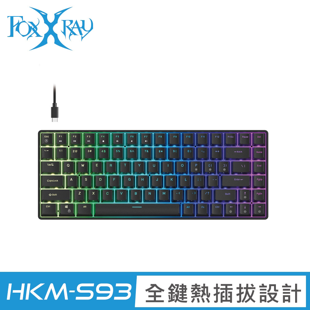 Foxxray 狐鐳 FXR-HKM-S93 曜影84鍵熱插拔青軸機械鍵盤｜黑色