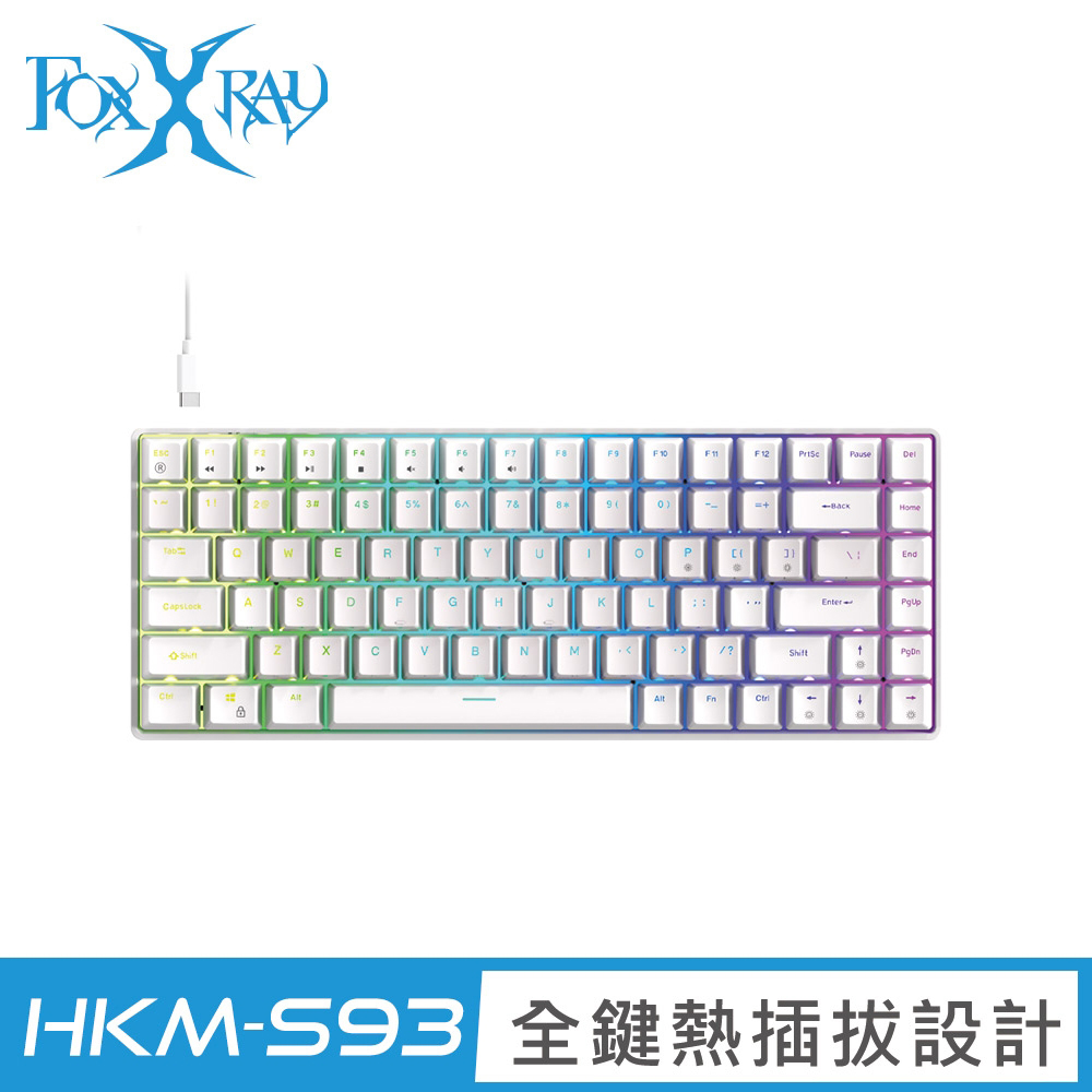 Foxxray 狐鐳 FXR-HKM-S93 曜影84鍵熱插拔青軸機械鍵盤｜白色