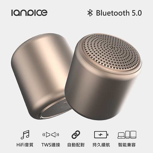 Lanpice inPods littleFUN 迷你藍芽音箱 香檳金