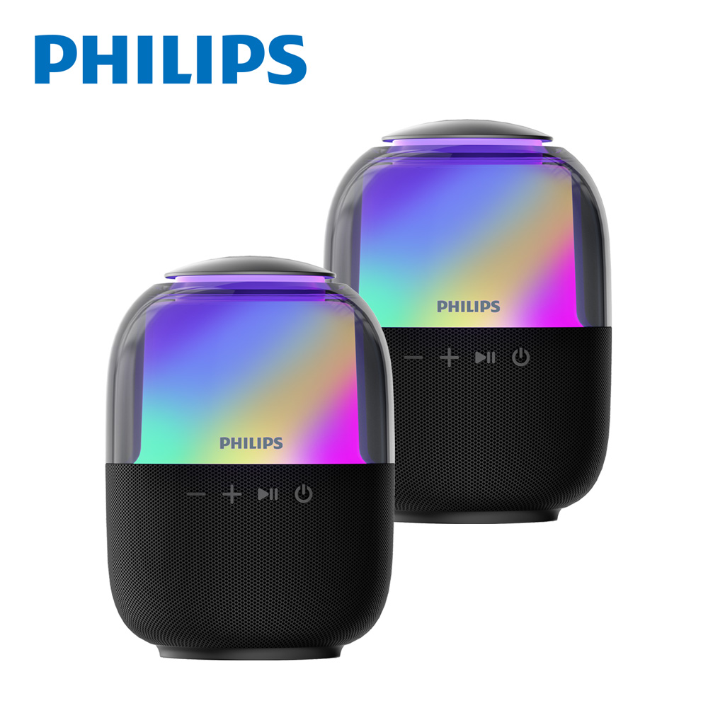 PHILIPS 飛利浦 炫彩RGB強力低音無線藍牙5.3喇叭-TAS2108BK 【二入組】