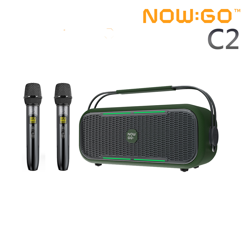 NOWGO C2手提式多功能派對K歌藍牙喇叭(含兩隻麥克風)