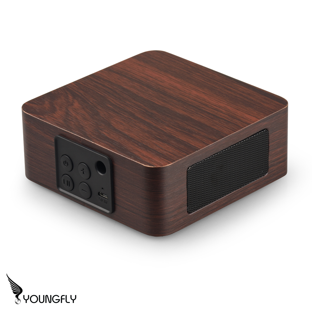 【Youngfly】YF-Q1A CUBE時尚木質藍牙音箱 深棕木紋