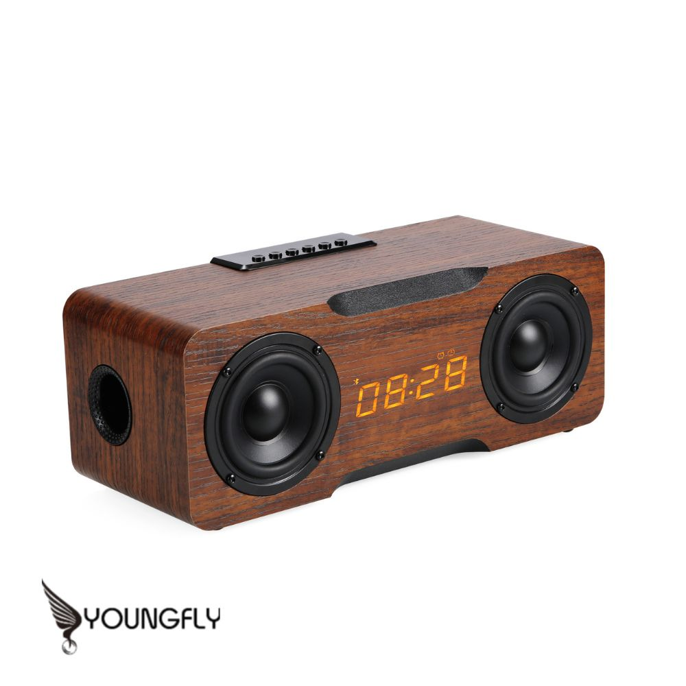 【Youngfly】頂級實木醇勁時鐘藍芽音箱 深棕