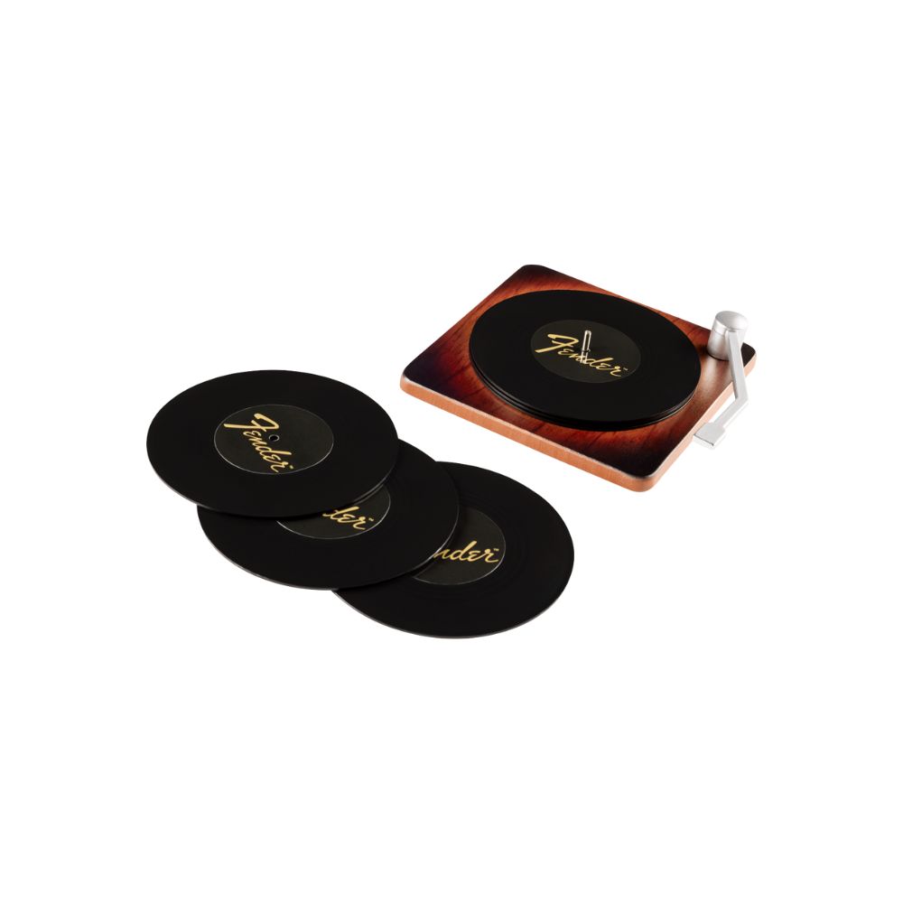 Fender 黑膠唱盤造型杯墊﹧6入裝
