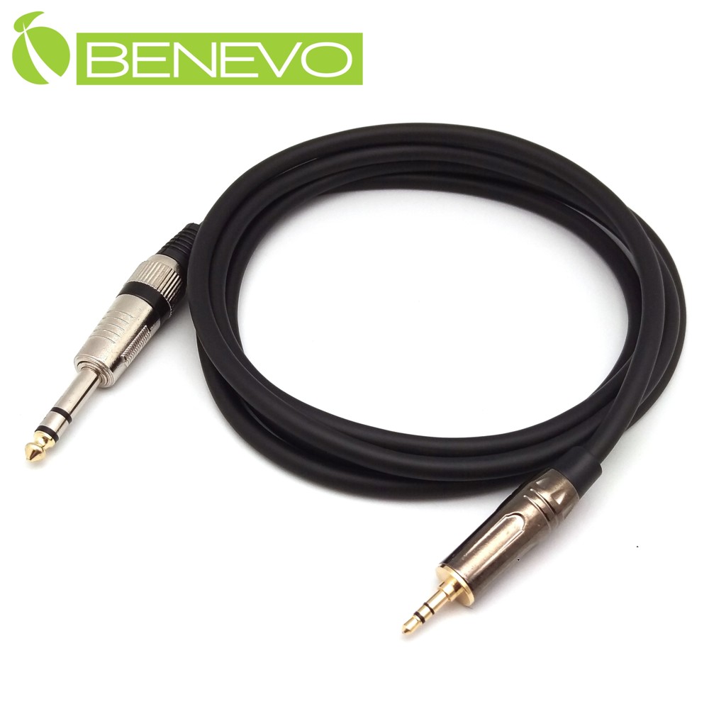 BENEVO 2M TRS型式6.3mm公對3.5mm公 平衡聲音連接線