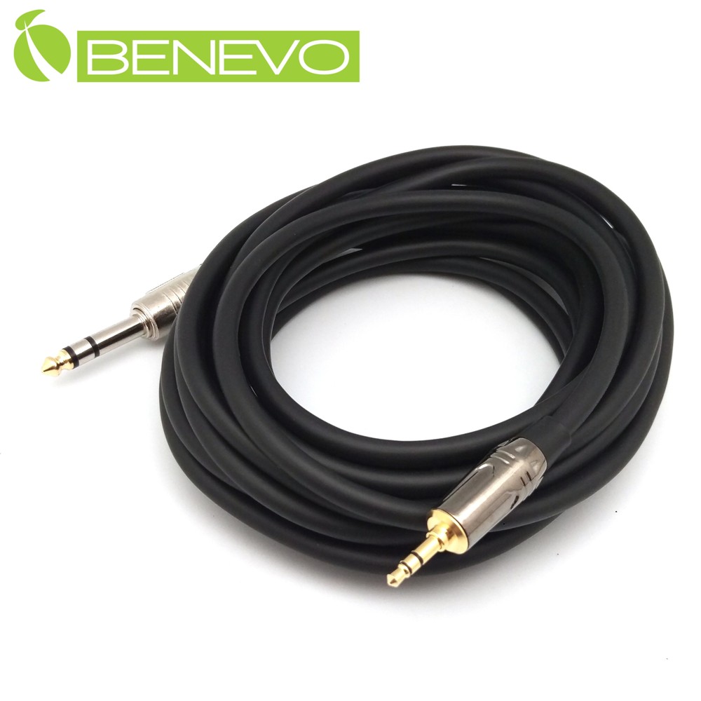 BENEVO 5M TRS型式6.3mm公對3.5mm公 平衡聲音連接線